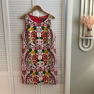 Brightly Colored Symmetrical Floral Print Shift Dress